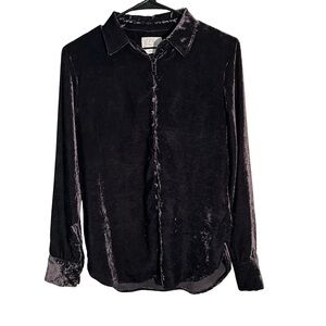 J. Crew Elegant Pewter Velvet Victorian style button down Blouse
